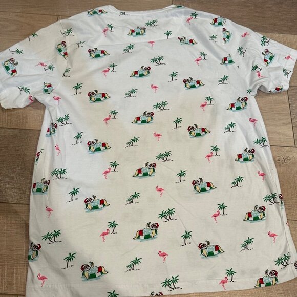 DENIM & FLOWER MENS XLARGE T SHIRT SANTAS FLAMINGOS PALM TREES - Picture 7 of 8
